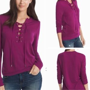 White House Black Market Magenta Knit Top